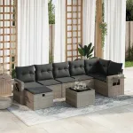 Set canapele de grădină cu perne, 8 piese, gri, poliratan GartenMobel Dekor