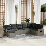 Set canapele de grădină cu perne, 8 piese, gri, poliratan GartenMobel Dekor