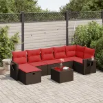 Set canapele de grădină cu perne, 8 piese, maro, poliratan GartenMobel Dekor