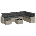 Set canapele de grădină cu perne, 9 piese gri deschis poliratan GartenMobel Dekor
