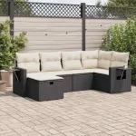Set mobilier de grădină cu perne, 6 piese, negru, poliratan GartenMobel Dekor