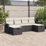 Set mobilier de grădină cu perne, 6 piese, negru, poliratan GartenMobel Dekor