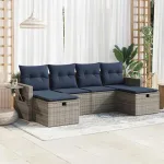 Set mobilier grădină cu perne, 6 piese, gri, poliratan GartenMobel Dekor