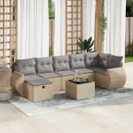 Set canapele de grădină, 8 piese, cu perne, bej, poliratan GartenMobel Dekor