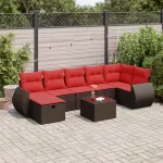 Set canapele de grădină cu perne, 8 piese, maro, poliratan GartenMobel Dekor