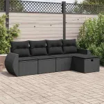 Set mobilier de grădină cu perne, 5 piese, negru, poliratan GartenMobel Dekor