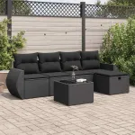 Set mobilier de grădină cu perne, 6 piese, negru, poliratan GartenMobel Dekor