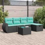 Set mobilier de grădină cu perne, 6 piese, negru, poliratan GartenMobel Dekor