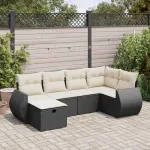 Set mobilier de grădină cu perne, 6 piese, negru, poliratan GartenMobel Dekor