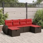Set canapele de grădină cu perne, 6 piese, maro, poliratan GartenMobel Dekor