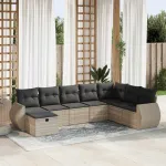 Set mobilier de grădină cu perne, 8 piese gri deschis poliratan GartenMobel Dekor
