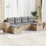 Set canapele de grădină cu perne, 6 piese, bej, poliratan GartenMobel Dekor