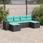 Set mobilier de grădină cu perne, 6 piese, negru, poliratan GartenMobel Dekor