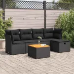 Set mobilier de grădină cu perne, 6 piese, negru, poliratan GartenMobel Dekor