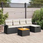 Set mobilier de grădină cu perne, 6 piese, negru, poliratan GartenMobel Dekor