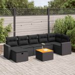 Set mobilier de grădină cu perne, 8 piese, negru, poliratan GartenMobel Dekor