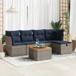 Set mobilier grădină cu perne, 6 piese, gri, poliratan GartenMobel Dekor