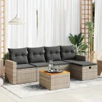 Set mobilier grădină cu perne, 6 piese, gri, poliratan GartenMobel Dekor