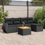 Set mobilier de grădină cu perne, 6 piese, negru, poliratan GartenMobel Dekor