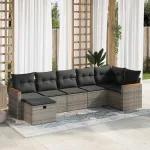 Set canapele de grădină, 7 piese, cu perne, gri, poliratan GartenMobel Dekor