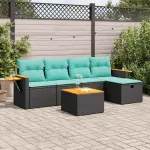 Set mobilier de grădină cu perne, 6 piese, negru, poliratan GartenMobel Dekor