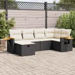 Set mobilier de grădină cu perne, 6 piese, negru, poliratan GartenMobel Dekor