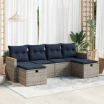 Set mobilier grădină cu perne, 6 piese, gri, poliratan GartenMobel Dekor