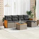 Set mobilier grădină cu perne, 6 piese, gri, poliratan GartenMobel Dekor
