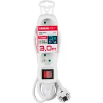 Prelungitor electric alb 3 m cu 3 prize si intrerupator ON/OFF