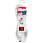 Prelungitor electric 7 m cu 3 prize si intrerupator, alb Strend Pro