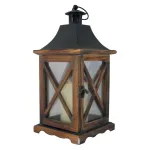 Felinar decorativ LED MagicHome din lemn, stil vintage, 35 cm