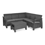 Set mobilier de grădină Curver Corfu Relax grafit cu perne gri