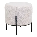 Pouf House Nordic Alford din piele artificială de miel, alb, 38x45 cm