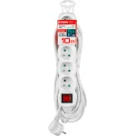 Prelungitor electric 10 m cu 5 prize și întrerupător, alb