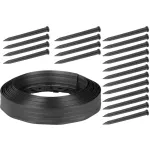 Bordură de gazon elastică Strend Pro Garden, neagră, 10 m x 6 cm