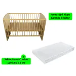 Pătuț bebe Klups Karolina II Natur cu saltea cocos 120x60x8 cm