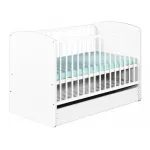 Pătuț copii din lemn cu sertar Karolina II alb, 120x60 cm