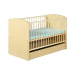 Pătuț copii din lemn cu sertar Karolina II, natur, 120x60 cm