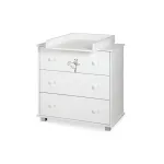 Comoda de infasat pentru bebe Klups Safari Giraffe Alba, 3 sertare