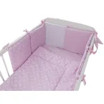 Lenjerie pentru patut bebe MyKids Light Stars Pink, 11 piese, 120x60 cm