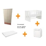 Set mobilier camera bebelusi Klups Korona Paula alb-roz cu saltea