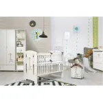 Set mobilier camera bebe Klups Safari Giraffe alb cu patut si saltea