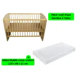 Pătuț bebe Klups Karolina II Natur cu saltea Cocos Confort 120x60x12 cm