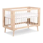 Pătuț copii din lemn KLUPS Sofie alb natur, 120x60 cm, 3 niveluri