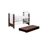 Pătuț bebe din lemn cu sertar Little Giraffe Wenge, 120x60 cm