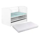 Pătuț bebe KLUPS Karolina II alb cu sertar și saltea cocos 10 cm