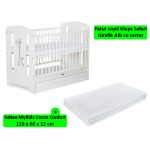 Patut cu sertar KLUPS Safari Giraffe Alb + Saltea 12 MyKids Confort II