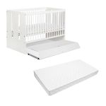Patut cu sertar KLUPs Paula Alb + Saltea 12 MyKids Confort II