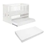 Pătuț bebe KLUPS Paula alb cu sertar și saltea cocos 120x60x12 cm