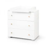 Comodă de înfășat Klups Karolina alb-natur cu 3 sertare și blat detașabil